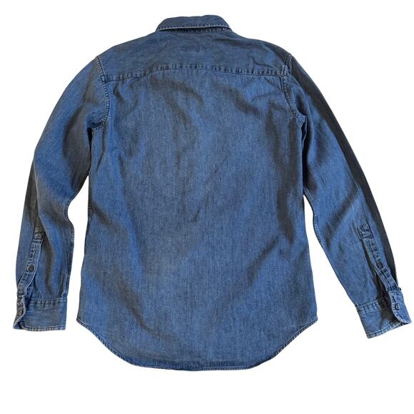 Club Monaco Slim Fit Denim Chambray Button Front Shirt Long Sleeve Size XS EUC - Picture 2 of 11